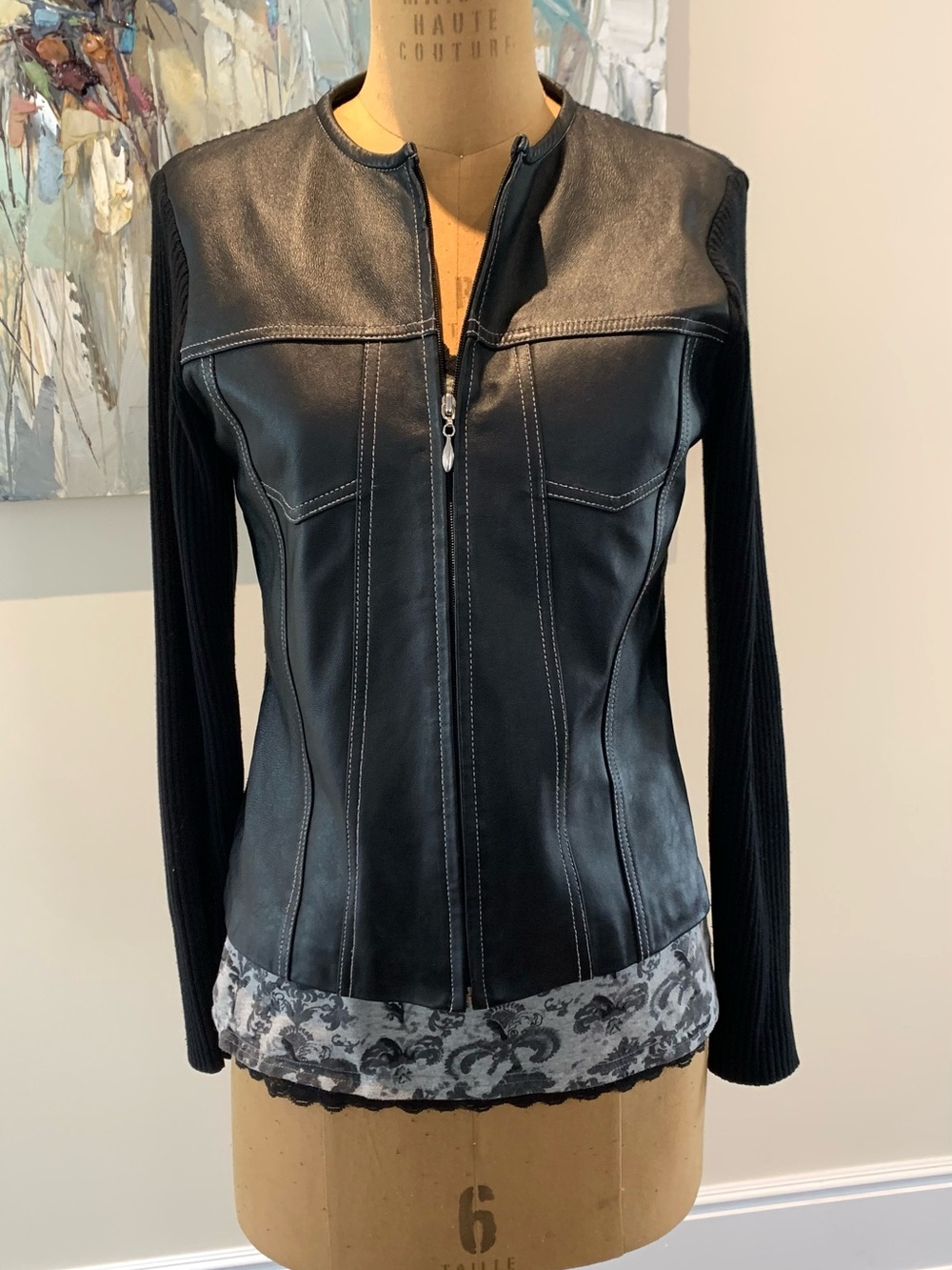 Black Faux Leather Zip-Front Jacket